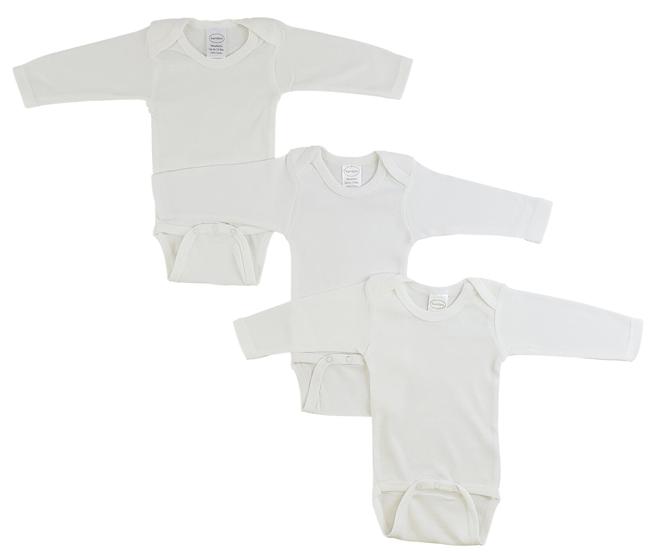 Long Sleeve White Onezie 3 Pack 009nb - GreatEagleInc