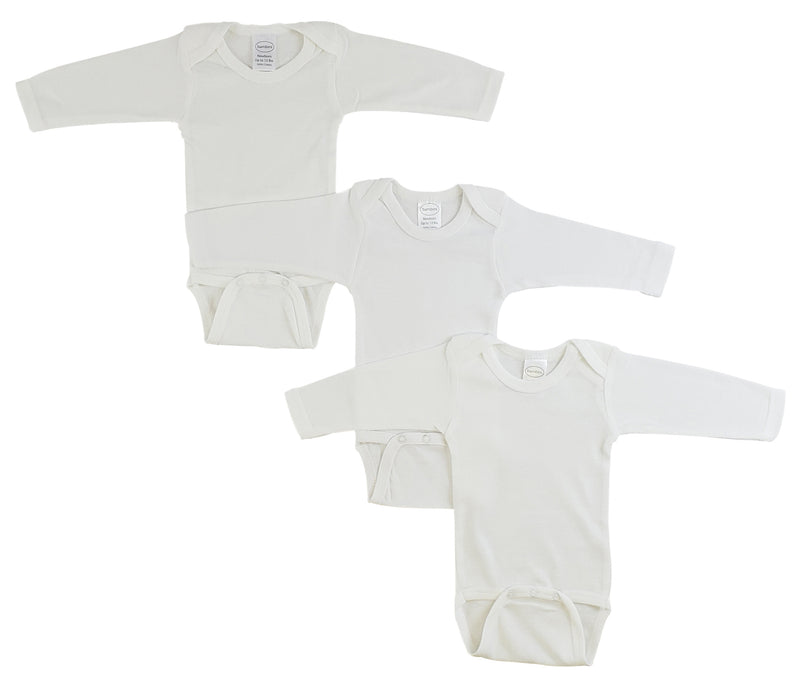 Long Sleeve White Onezie 3 Pack 009nb - GreatEagleInc