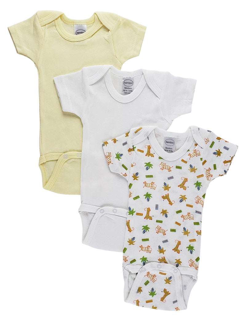 Boys Printed Short Sleeve Variety Pack 004m - White/Yellow/Print / Large - Infant Wear
