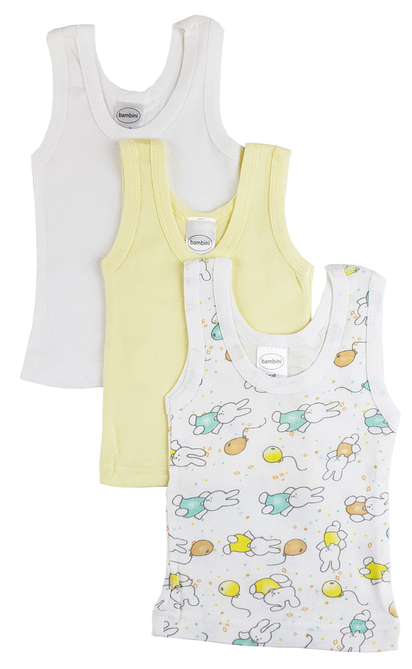 Girls Printed Tank Top Variety 3 Pack 038m - Pink/White/Print / Large - Infant Wear
