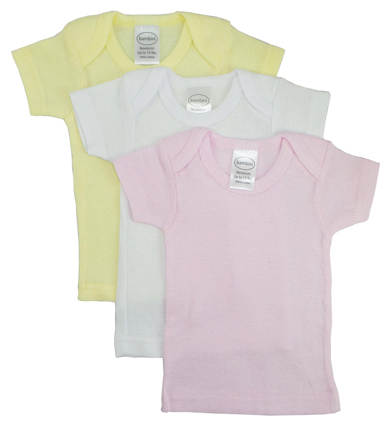 Girls Pastel Variety Short Sleeve Lap T-shirts - 3 Pack 057s - GreatEagleInc
