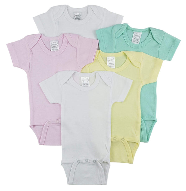 Short Sleeve One Piece 5 Pack Cs_0278nb - White/Yellow/Pink / Large - Infant Wear