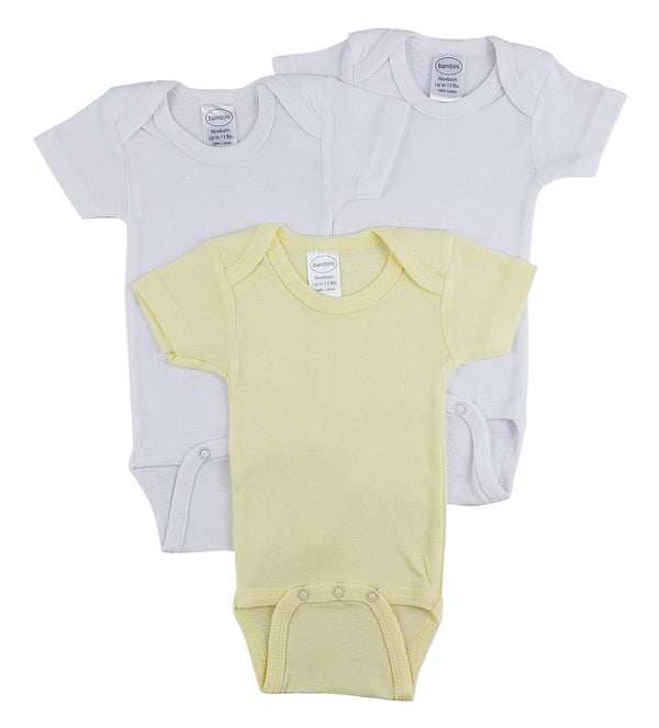 Short Sleeve One Piece 3 Pack Cs_0258s - White / Large - Infant Wear
