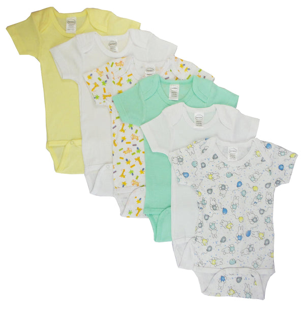 Boys Printed Short Sleeve 6 Pack Cs_004m_005m - Yellow/White/Print / Large - Infant Wear