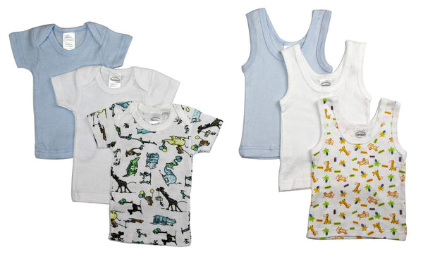 Boys 6 Piece  Set Ls_0056s - White/Blue / Large - Infant Wear