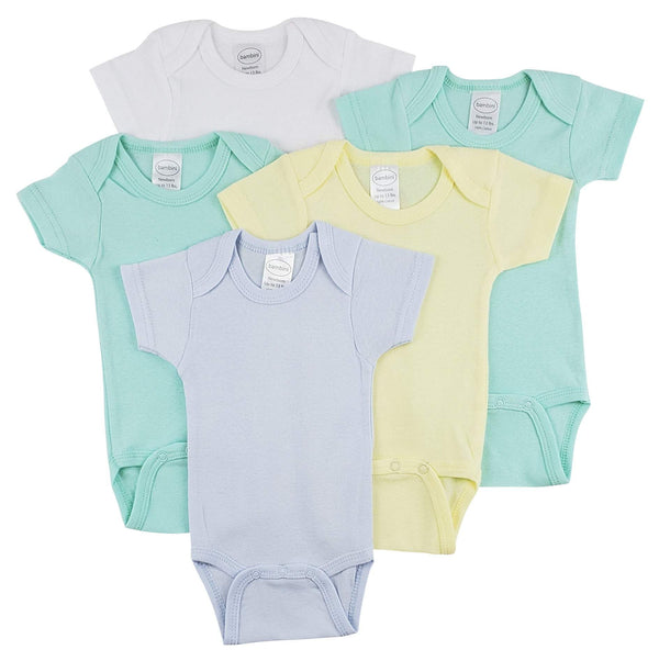 Short Sleeve One Piece 5 Pack Cs_0279nb - White/Yellow/Blue / Large - Infant Wear