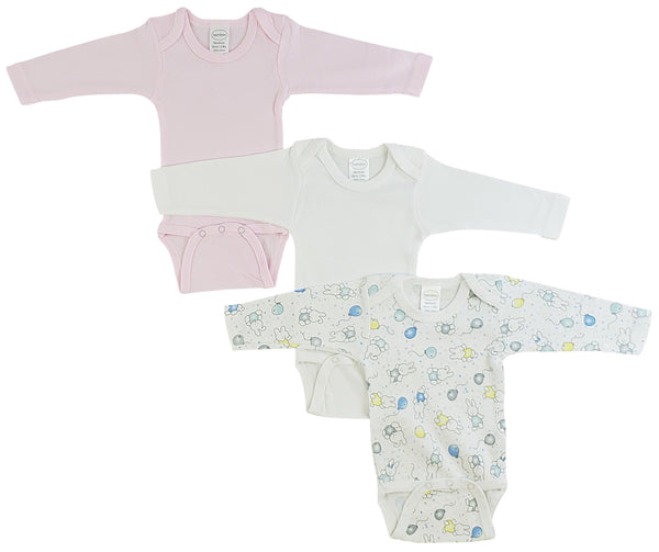 Girls Long Sleeve Printed Onezie Variety Pack 103nb - White/Pink/Print / Large - Infant Wear