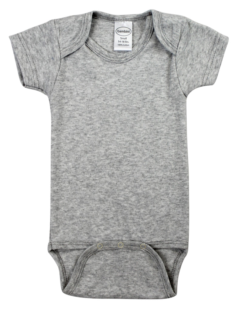 Heather Grey Interlock Short Sleeve Bodysuit Onezies 0010b.grey.nb - GreatEagleInc