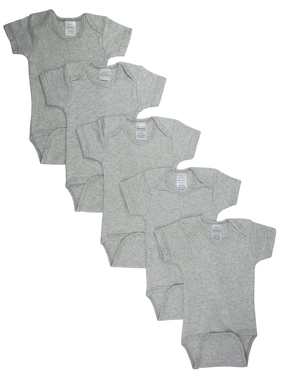 Grey Bodysuit Onezies (pack Of 5) Ls_0179 - GreatEagleInc