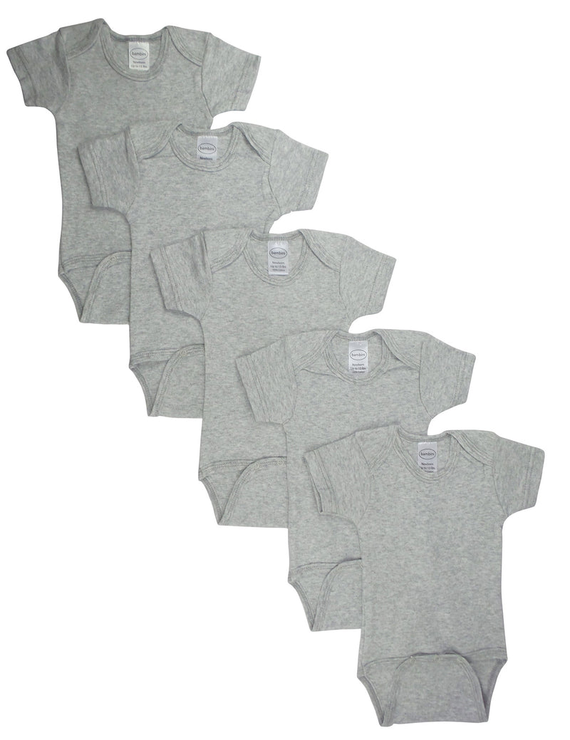 Grey Bodysuit Onezies (pack Of 5) Ls_0179 - GreatEagleInc