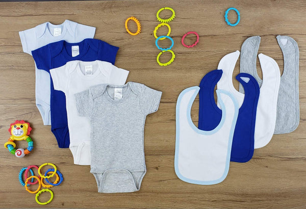 8 Pc  Baby Clothes Set Ls_0572s - White/Grey/Blue/Navy / Large - Infant Wear