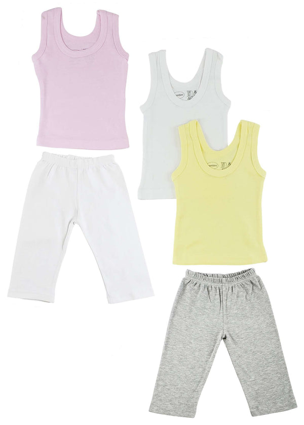 Girls Tank Tops And Track Sweatpants Cs_0460nb - Grey/White / Large - Infant Wear