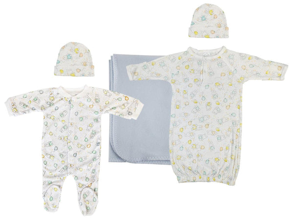 Newborn Baby 5 Pc  Sets Nc_0950l - White/Blue / Large - Infant Wear