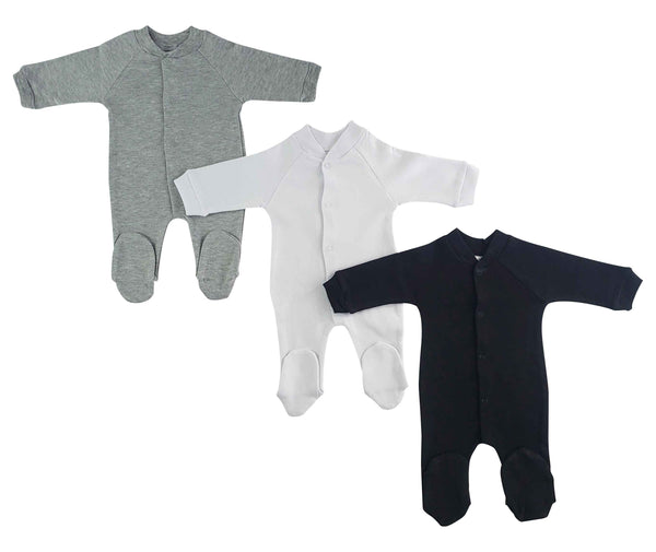 Sleep & Play (pack Of 3) Ls_0650s - White/Grey/Black / Large - Infant Wear