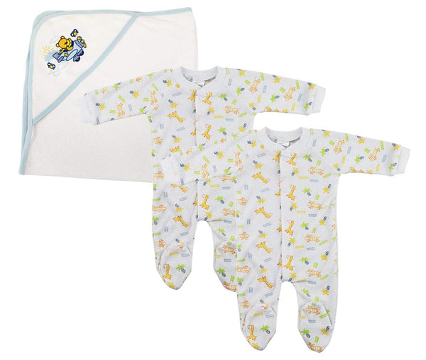 Closed-toe Sleep & Play (pack Of 3 ) Nc_0722s - White/Blue / Medium - Infant Wear