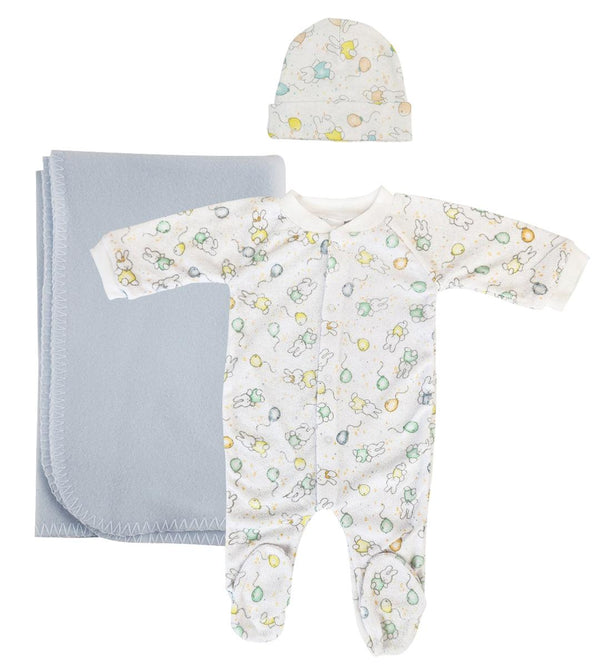 Newborn Baby 3 Pc  Sets Nc_0947s - White/Blue / Large - Infant Wear