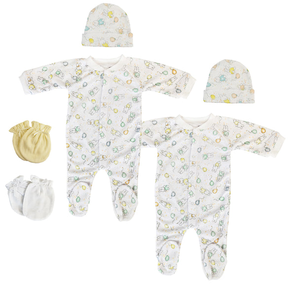Unisex Closed-toe Sleep & Play With Caps (pack Of 6 ) Nc_0703m - White / Medium - Infant Wear