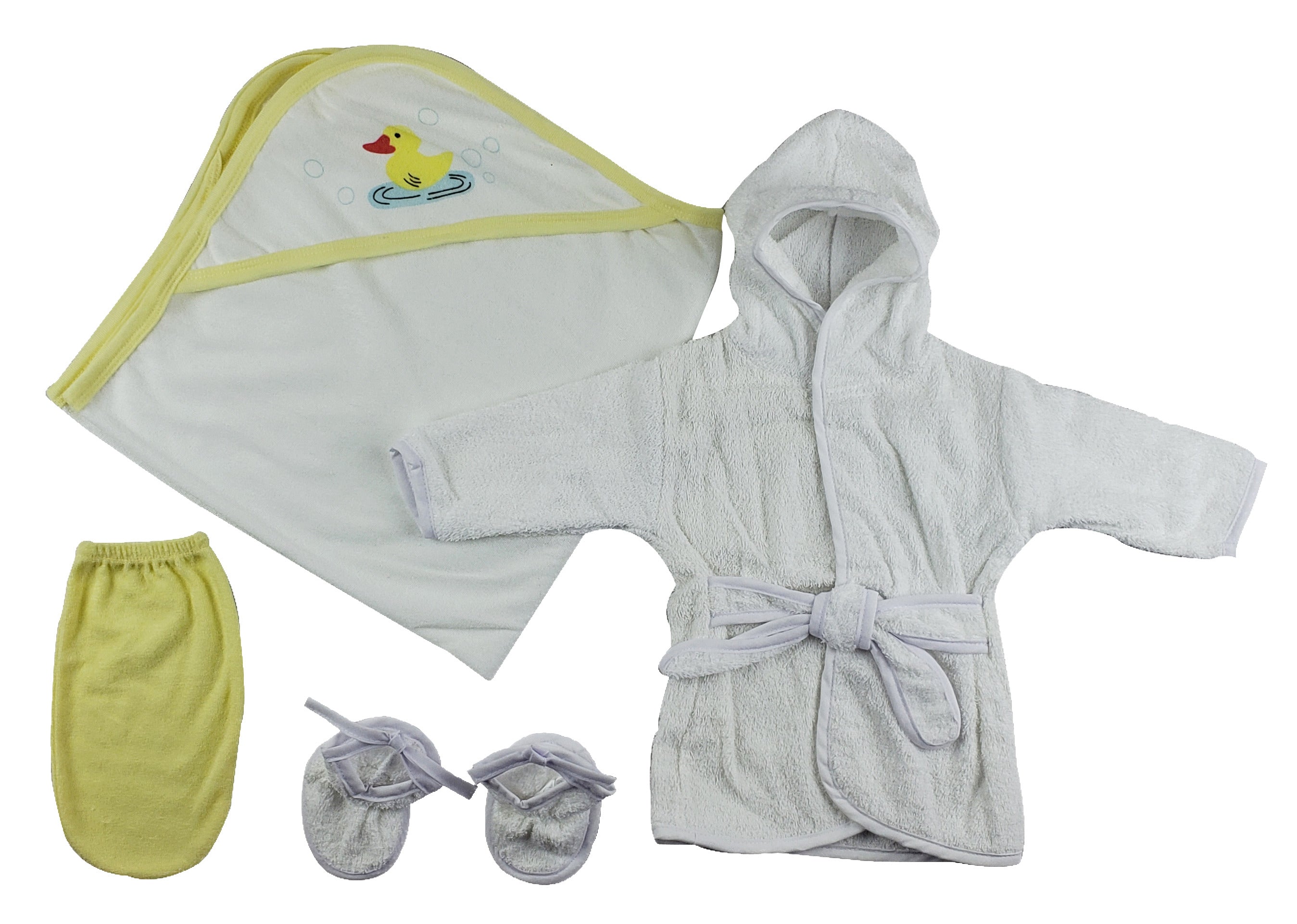 Infant Robe, Hooded Towel And Washcloth Mitt - 3 Pc Set  Cs_0003 - GreatEagleInc