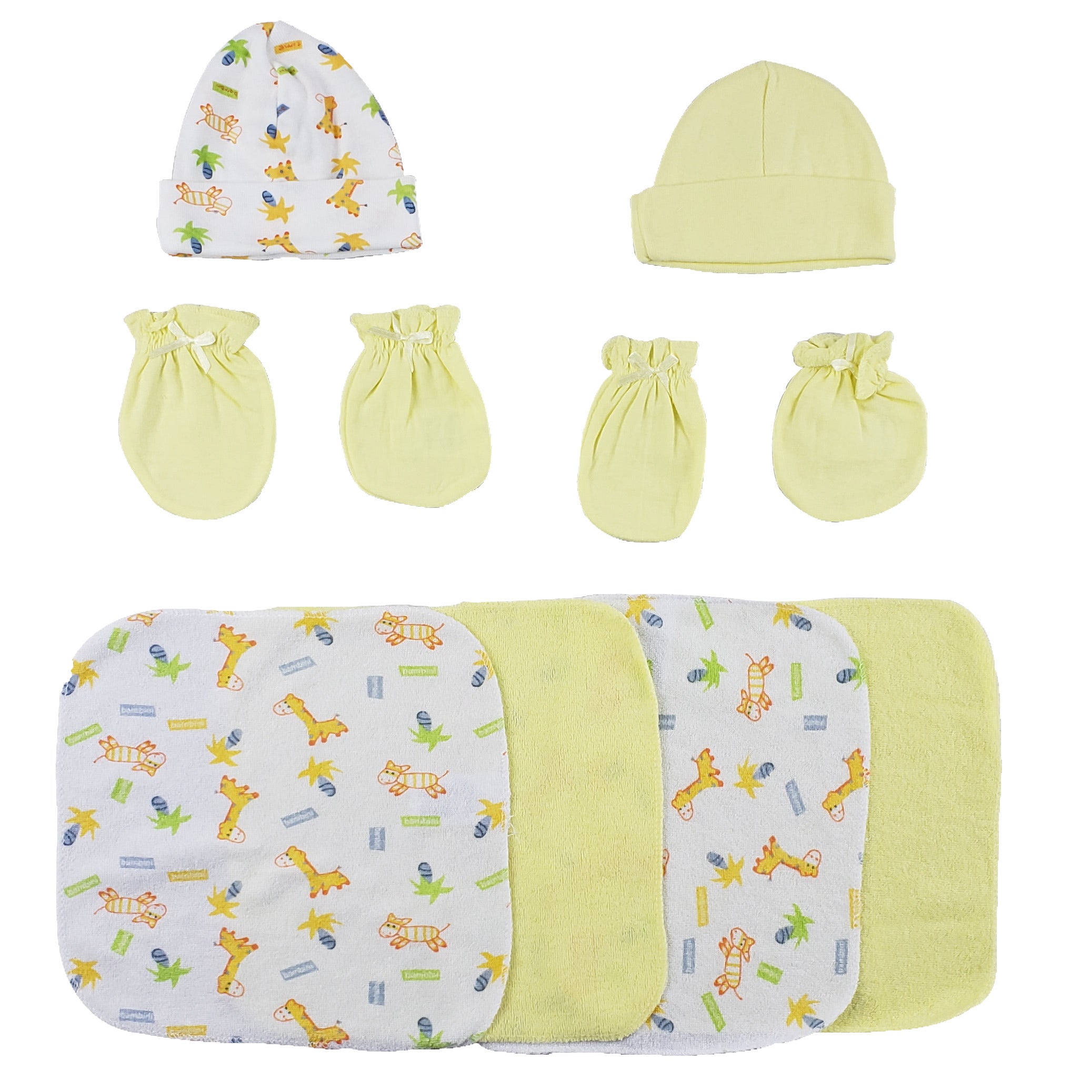 Caps, Mittens And Washcloths - 8 Pc Set Cs_0029 - GreatEagleInc