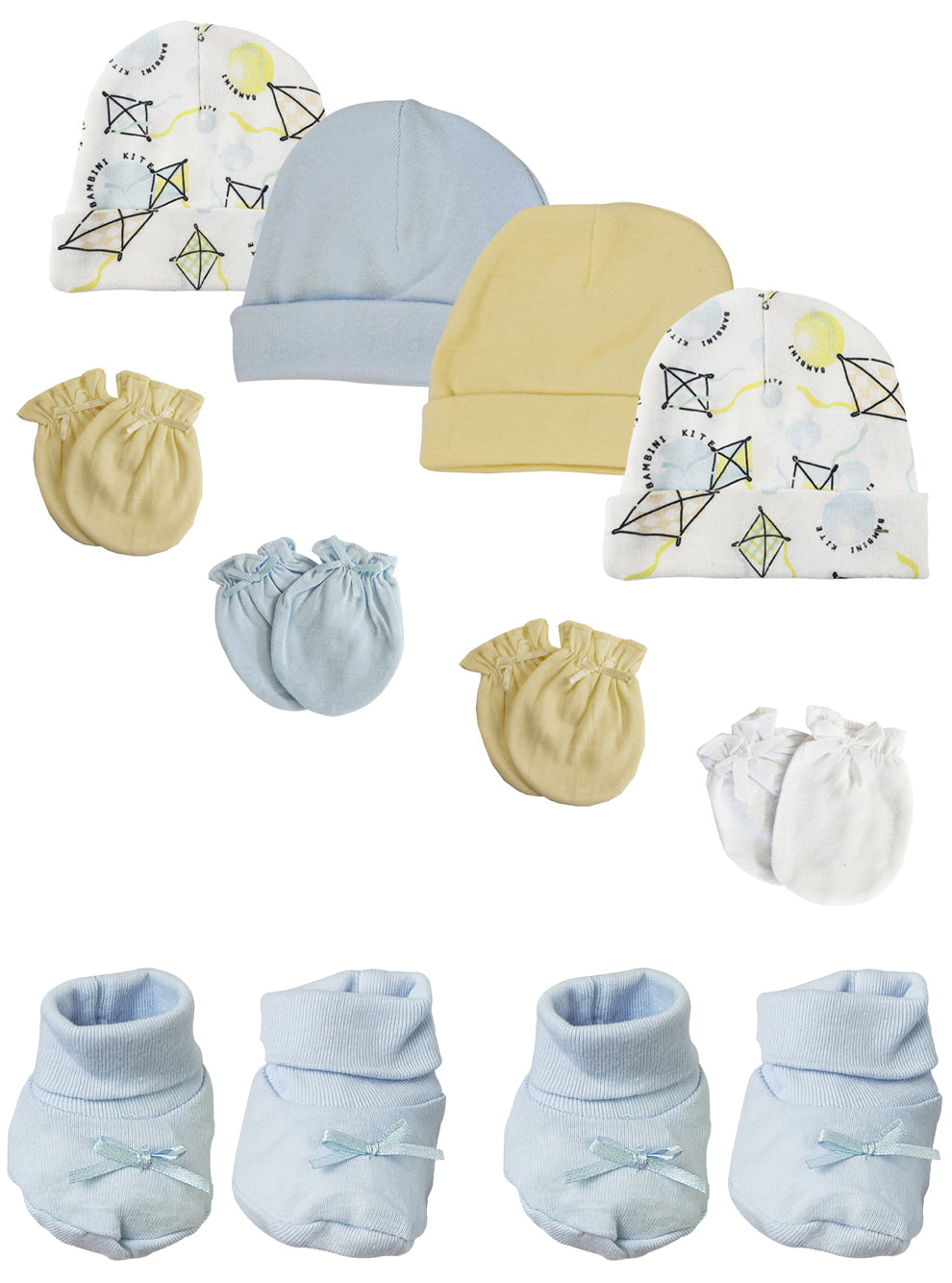 Preemie Baby Boy Caps With Infant Mittens And Booties - 10 Pack Nc_0218 - GreatEagleInc