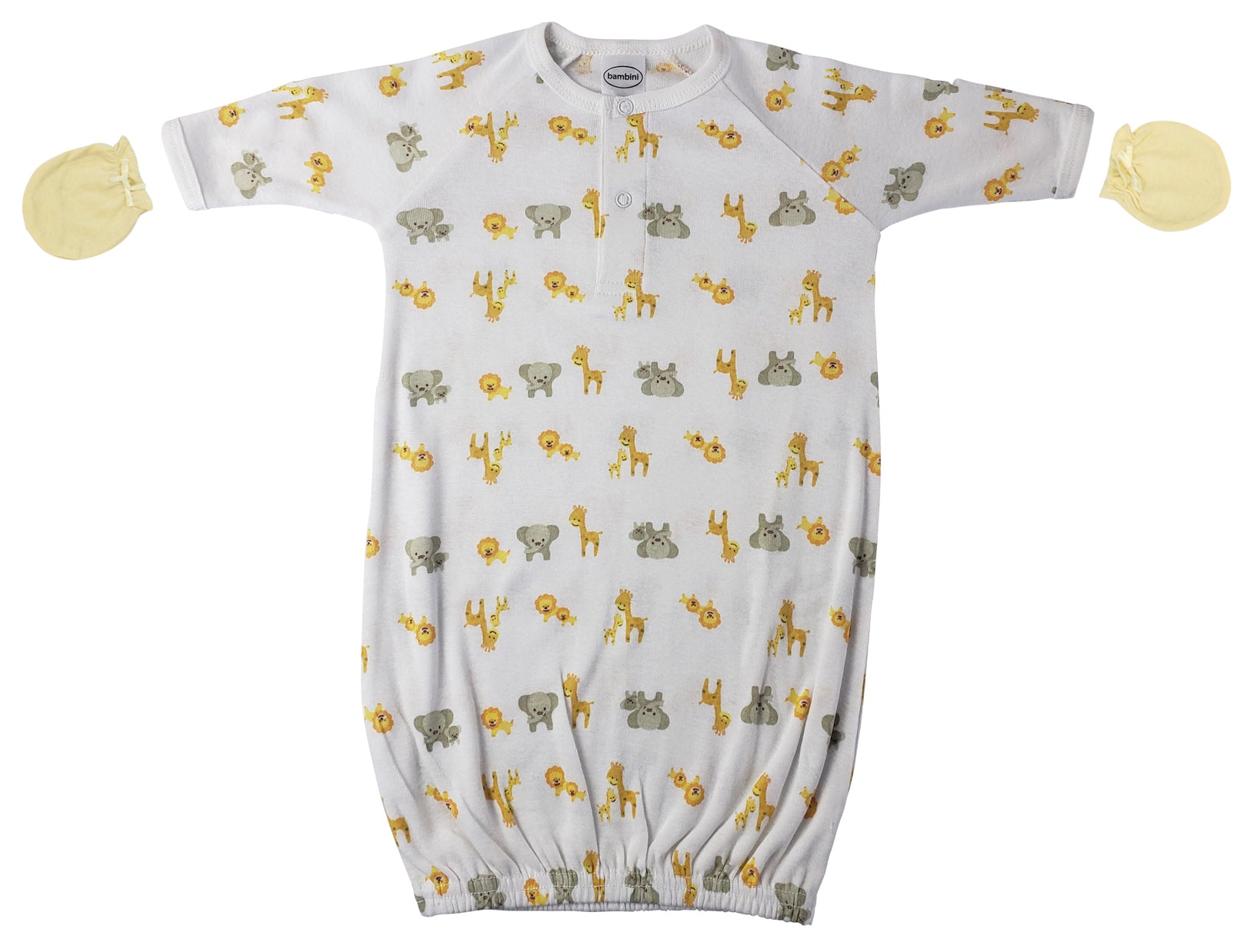 Preemie Baby Boy, Baby Girl, Unisex Printed Gown And Mittens  - 2 Pc Nc_0245 - GreatEagleInc