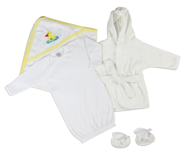 Unisex Newborn Baby 3 Pc  Set (gown, Robe, Hooded Towel) Ls_0141 - GreatEagleInc