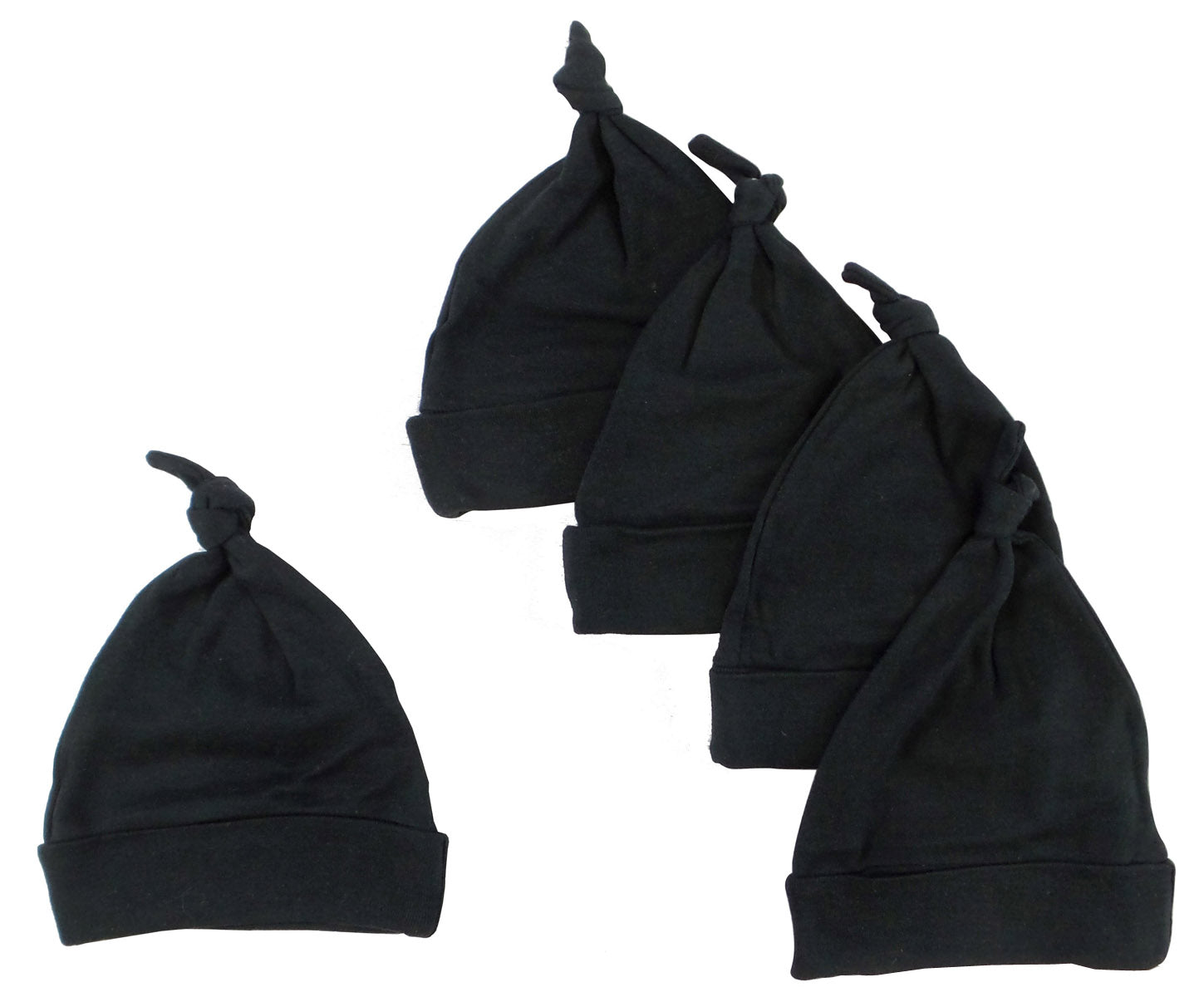 Black Knotted Baby Cap (pack Of 5) 1100-black-5 - GreatEagleInc