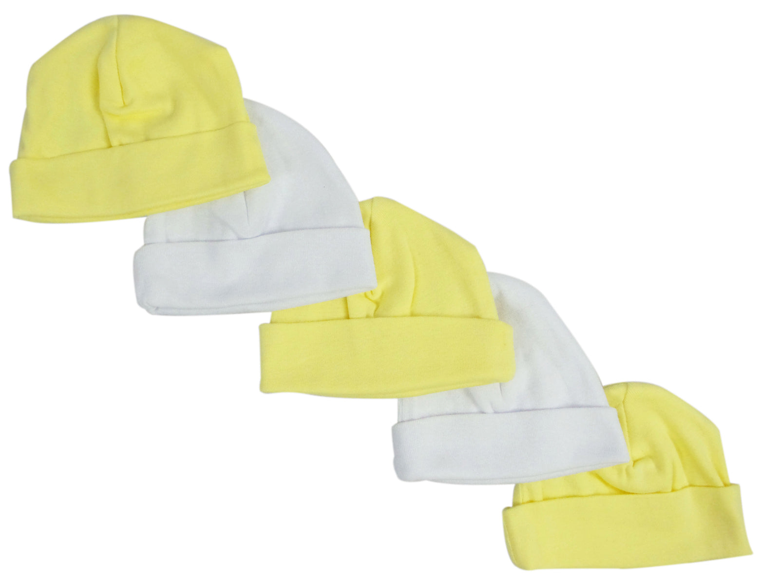 Yellow & White Baby Caps (pack Of 5) 031-yellow-3-w-2 - GreatEagleInc