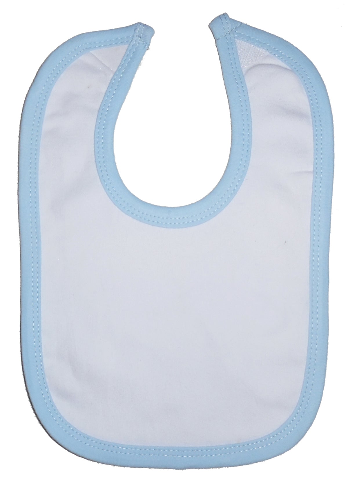 White Interlock Bib Blue Binding 1023wb - GreatEagleInc