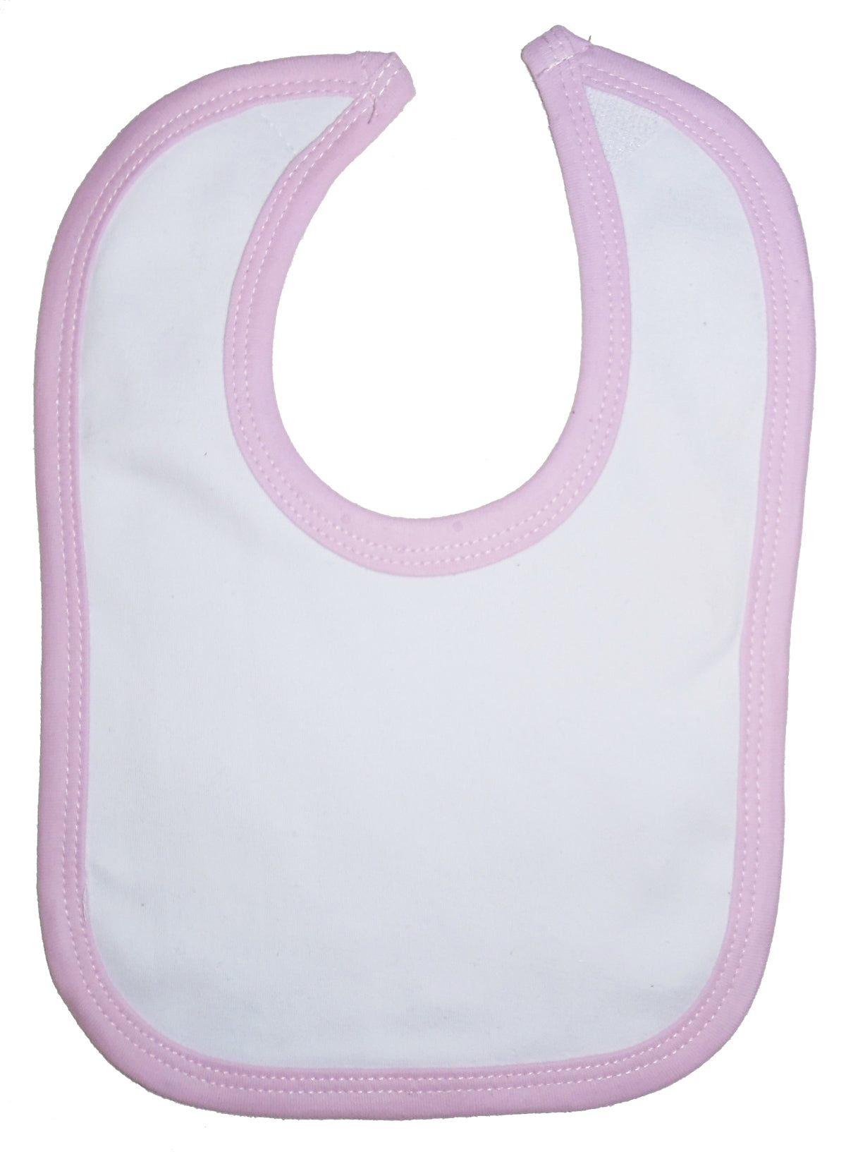 White Interlock Bib Pink Binding 1023wp - GreatEagleInc