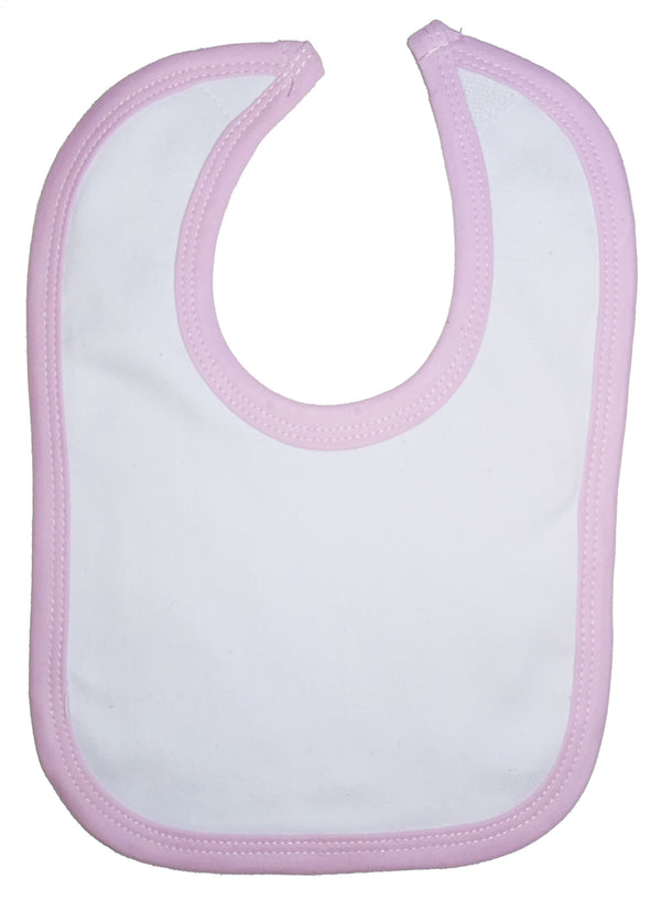 White Interlock Bib Pink Binding 1023wp - GreatEagleInc