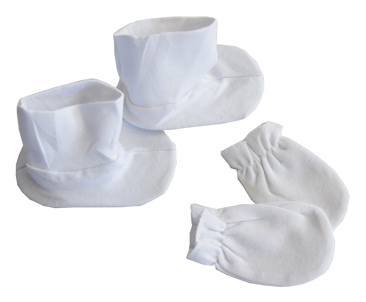 White Infant Mittens And Booties 110pack - GreatEagleInc