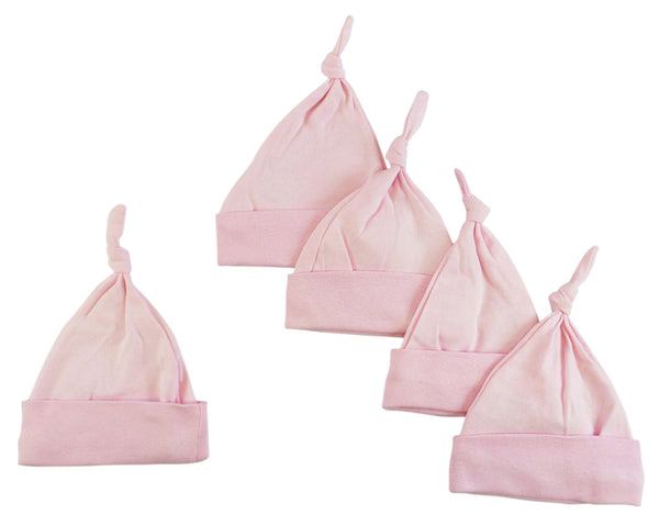 Pink Knotted Baby Cap (pack Of 5) 1100-pink-5 - GreatEagleInc