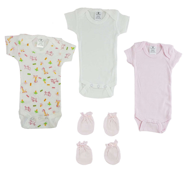 Preemie Onezies And Mittens - 5 Pcs Set Cs_0067 - Infant Wear