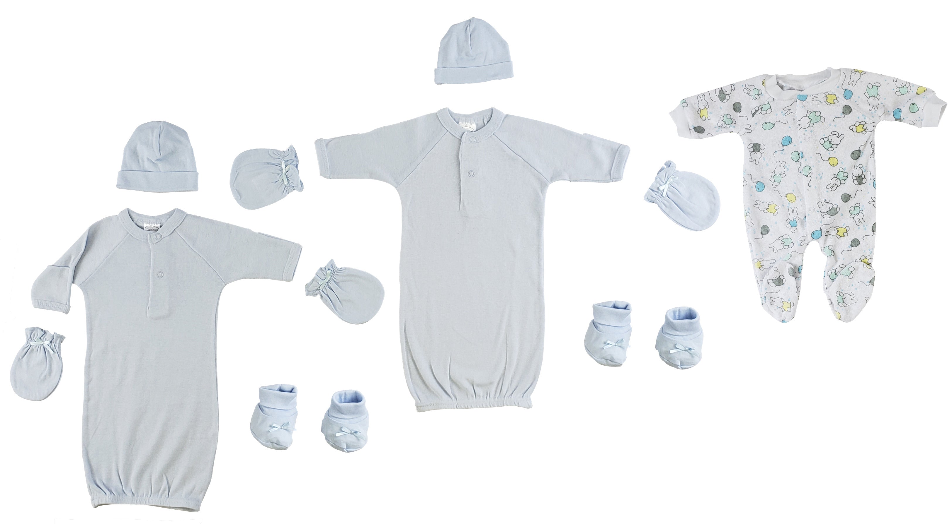 Preemie Boys Gowns, Sleep-n-play, Caps, Mittens And Booties - 8 Pc Set Cs_0069 - GreatEagleInc