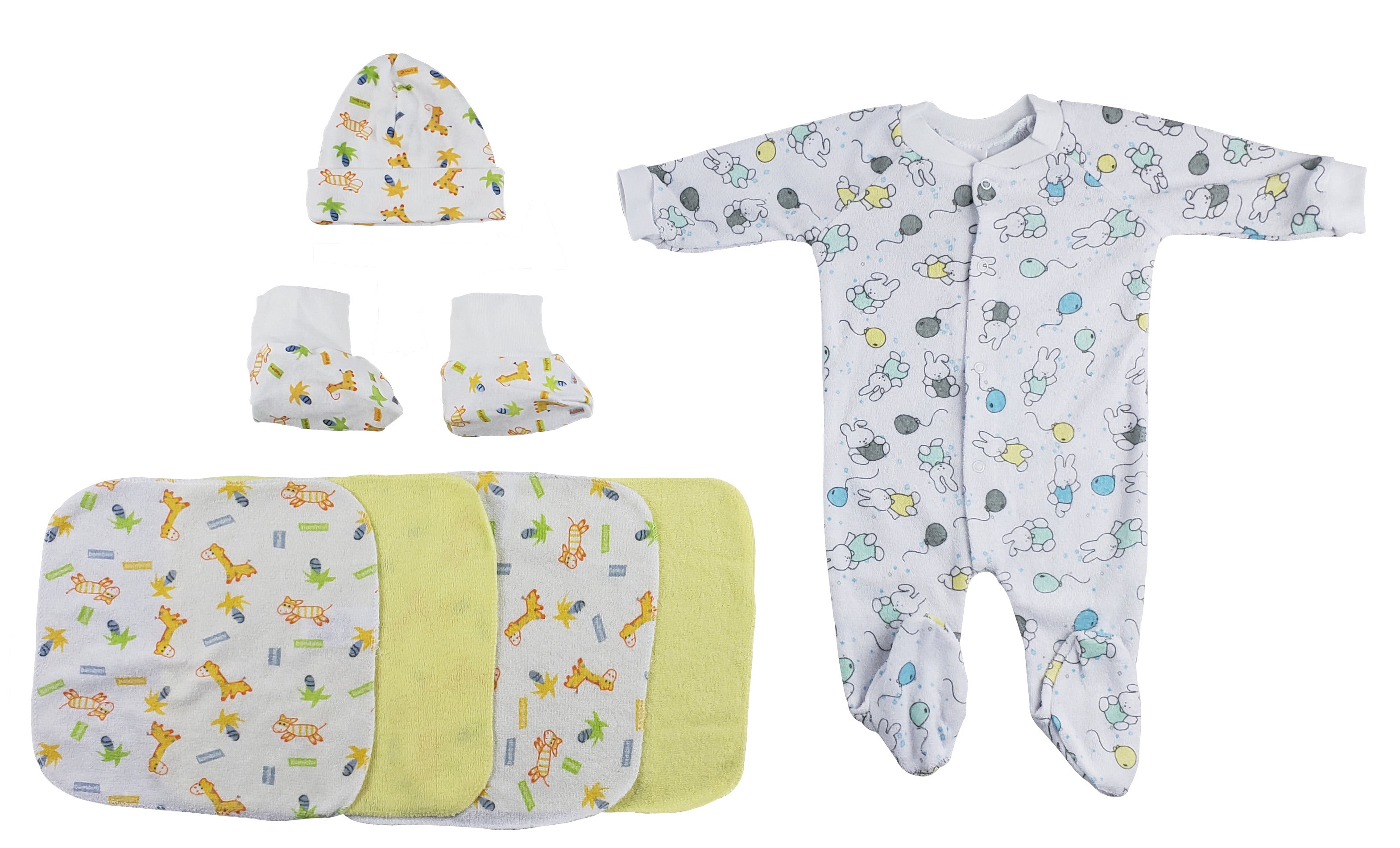 Sleep-n-play, Cap Booties And Washcloths - 7 Pc Set Cs_0022 - GreatEagleInc