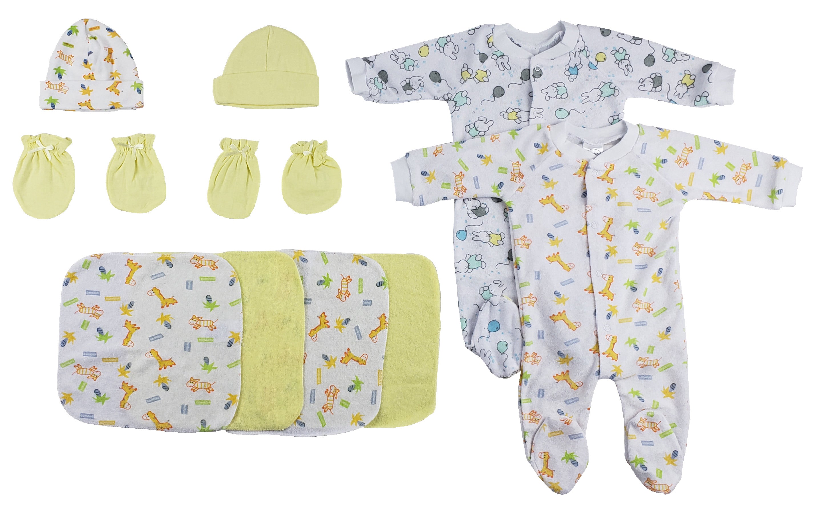 Sleep-n-plays, Caps, Mittens And Washcloths - 9 Pc Set Cs_0021 - GreatEagleInc