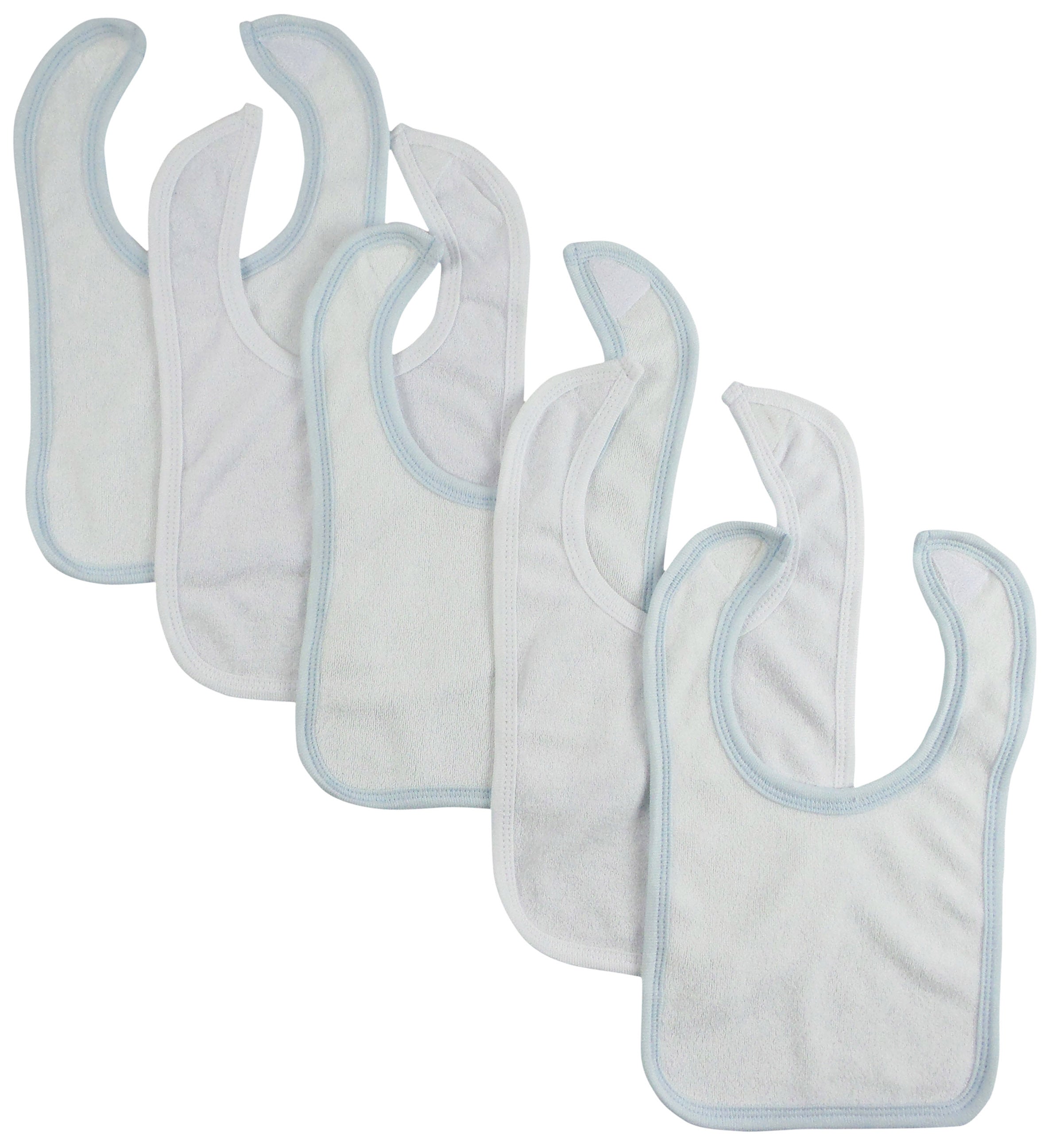 White Bib With Blue Trim And White Trim (pack Of 5) 1024-w-b3-w2 - GreatEagleInc
