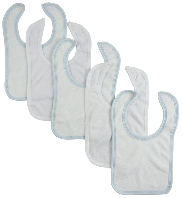 White Bib With Blue Trim And White Trim (pack Of 5) 1024-w-b3-w2 - GreatEagleInc
