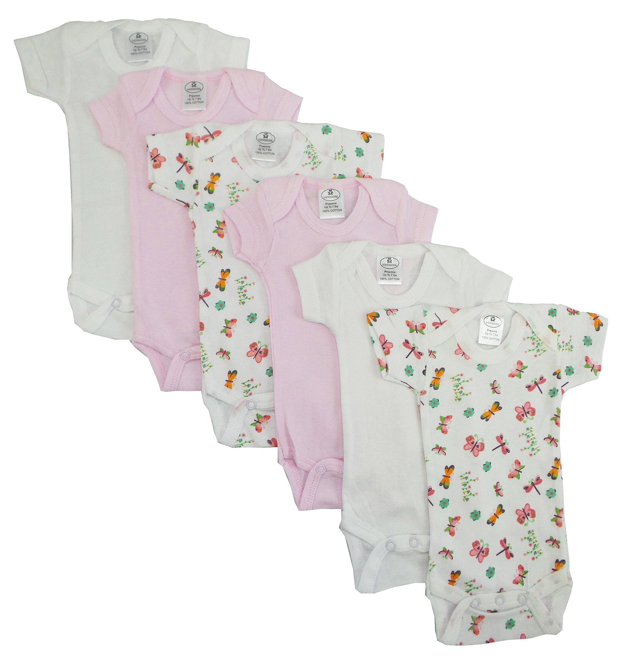 Preemie Girls Printed Short Sleeve 6 Pack Cs_005p_005p - GreatEagleInc