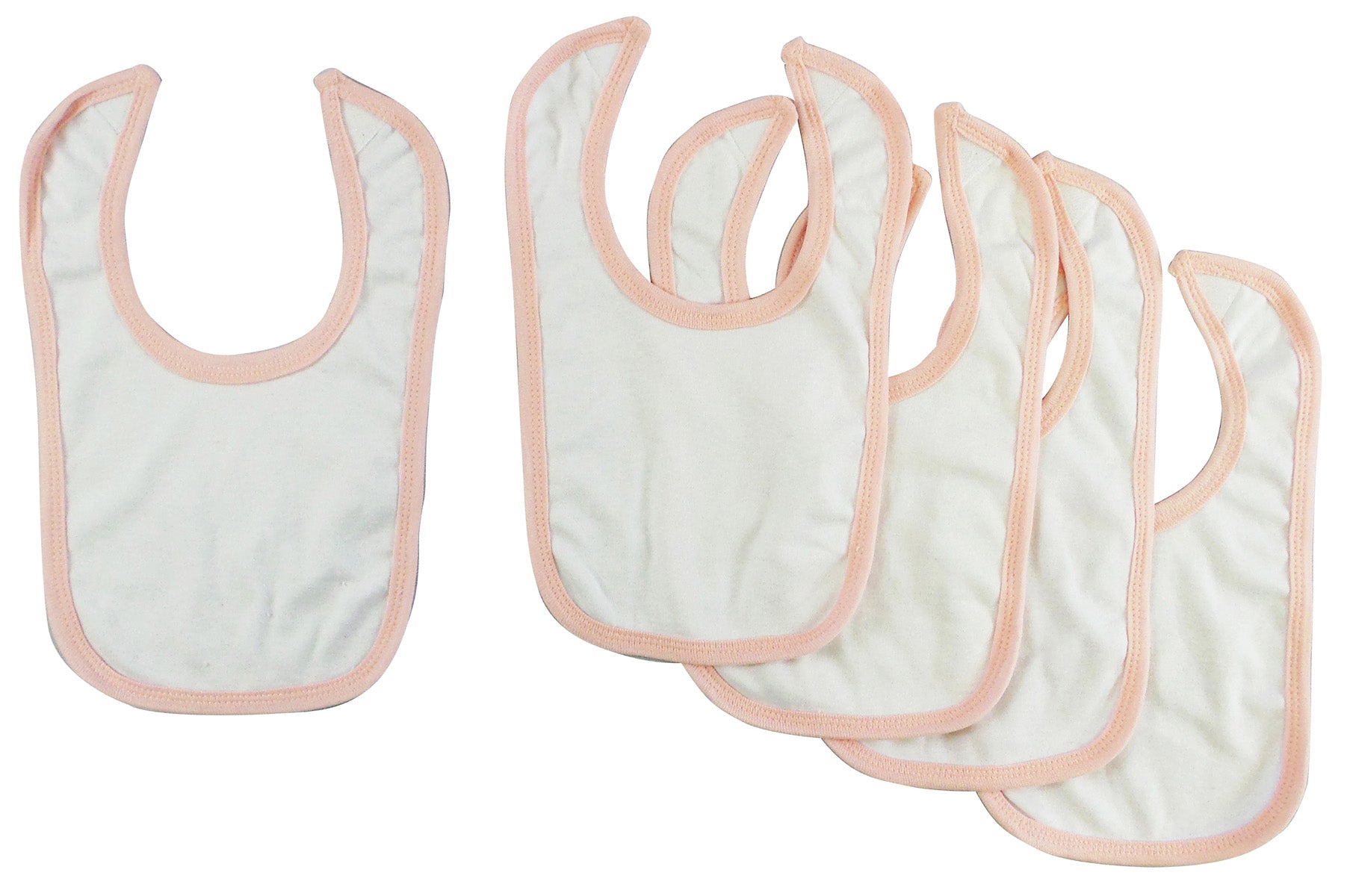 White Interlock Bib Pink Binding (pack Of 5) 1023-w-p-5 - GreatEagleInc