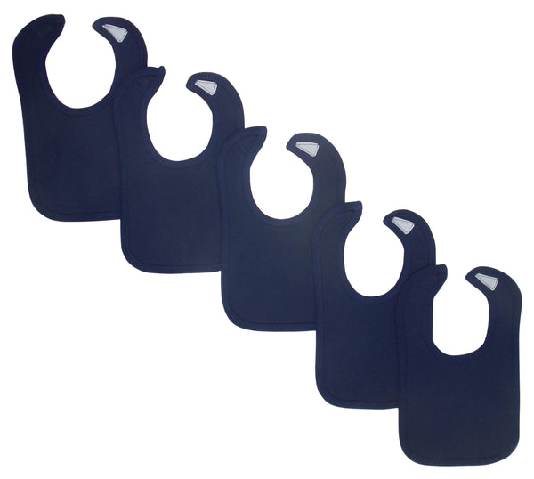 Navy Baby Bibs (pack Of 5) Ls_0196 - Navy / One Size - Infant Wear