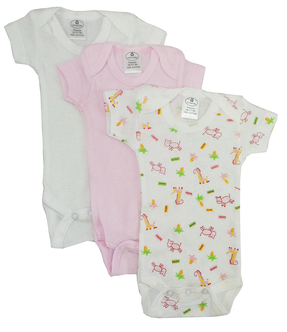 Preemie Girls Printed Short Sleeve Variety Pack 005p - GreatEagleInc