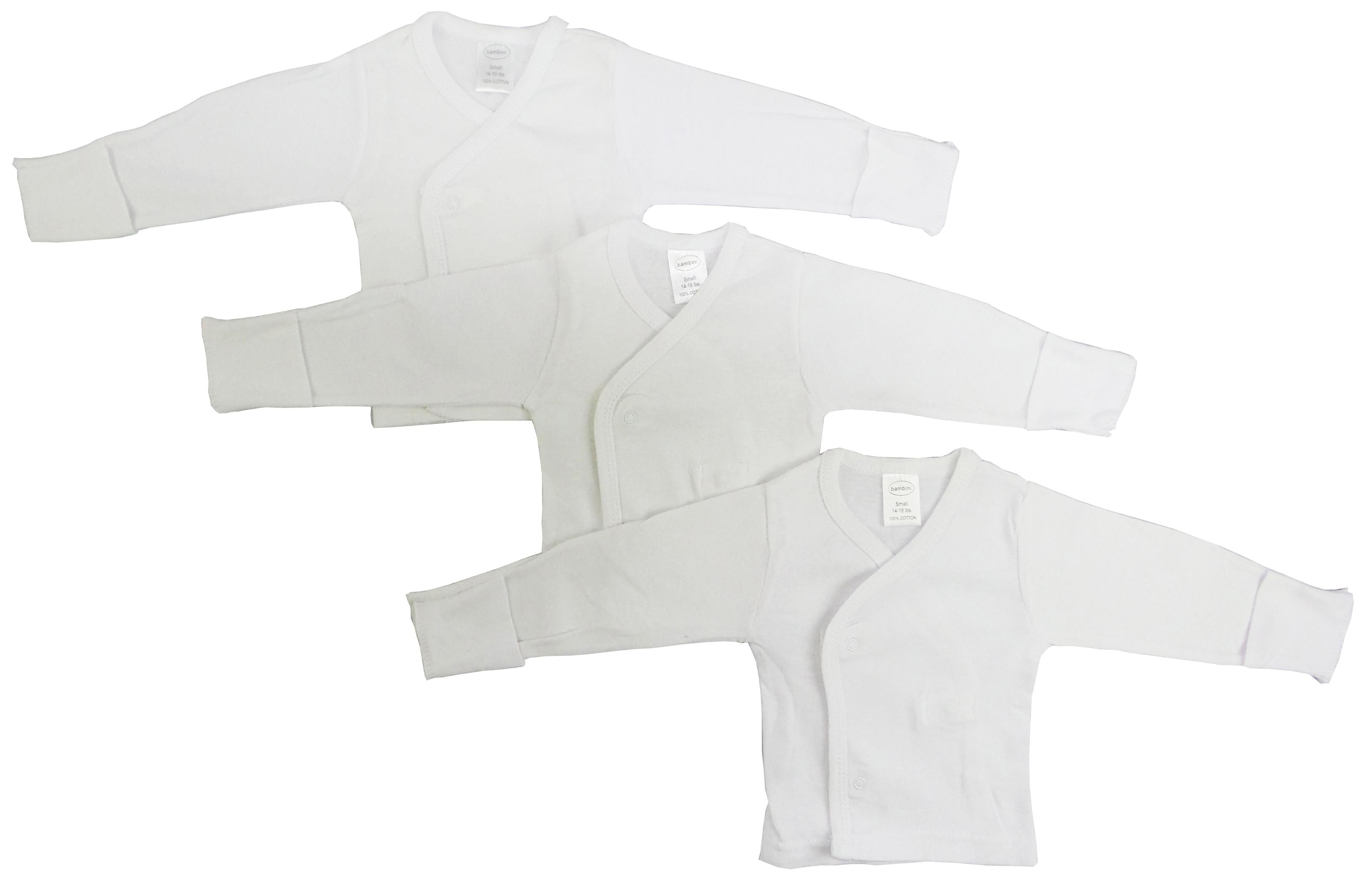 Preemie Long Sleeve Side Snap With Mittens - 3 Pack 071p - GreatEagleInc