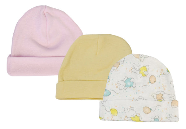 Girls Baby Caps (pack Of 3) Nc_0267 - Infant Wear