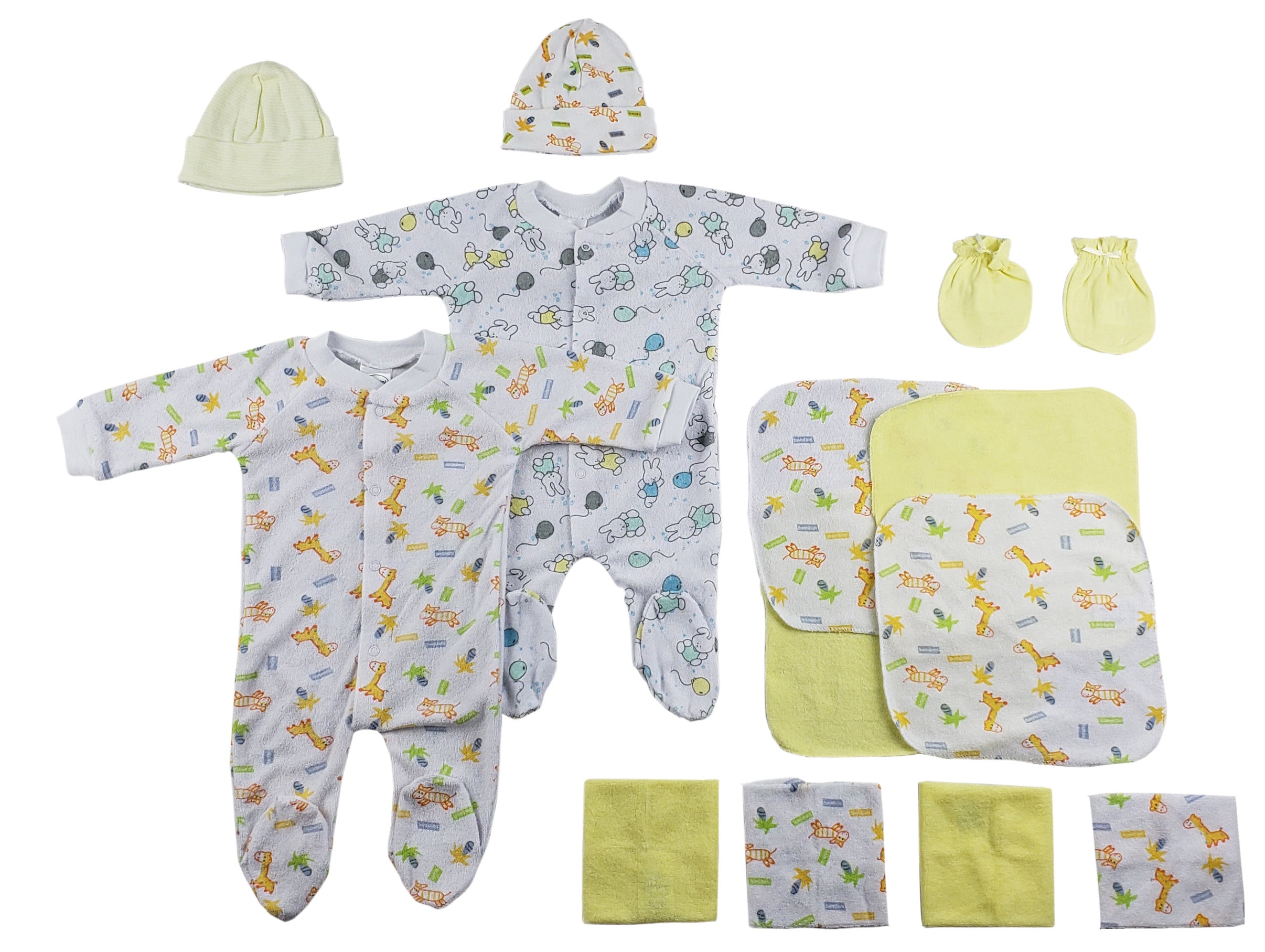 Sleep-n-plays, Caps, Mittens And Washcloths - 14 Pc Set Cs_0036 - GreatEagleInc
