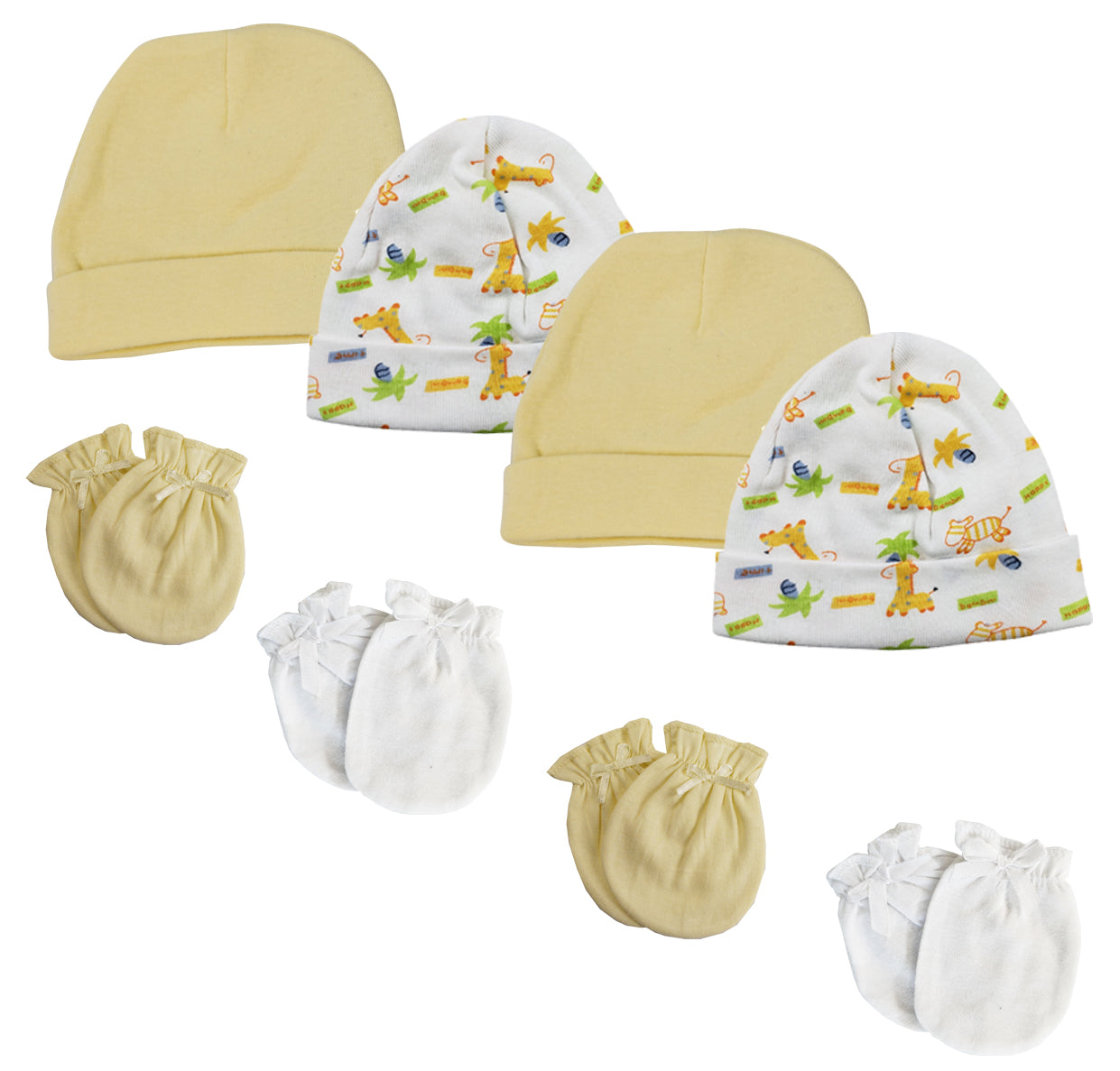 Baby Boy, Baby Girl, Unisex Infant Caps And Mittens (pack Of 8) Nc_0334 - GreatEagleInc