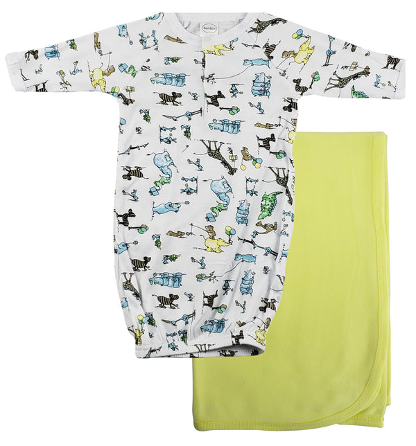 Print Infant Gown And Recieving Blanket Cs_0095 - GreatEagleInc