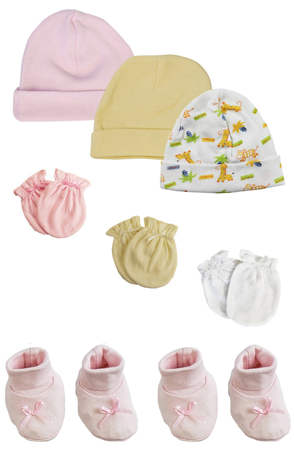 Preemie Baby Girl Caps With Infant Mittens And Booties - 8 Pack Nc_0216 - GreatEagleInc