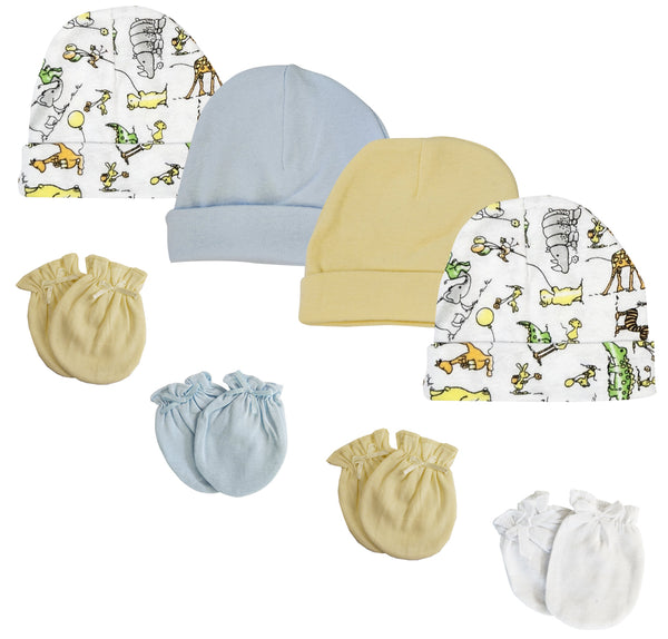 Boys Baby Caps And Mittens (pack Of 8) Nc_0288 - Infant Wear